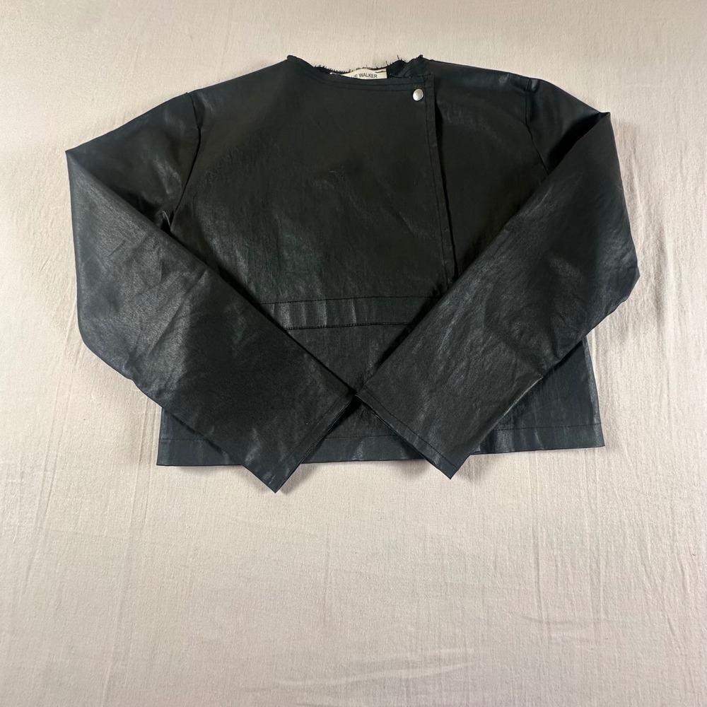 Natalie Walker Women's Black Faux Leather Asymmetrical Snap Front Biker Jacket S